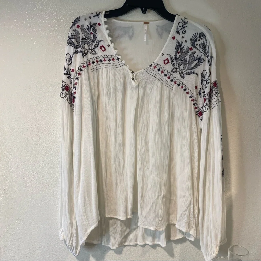 Free People Embroidered Boho Blouse - Picture 2 of 11